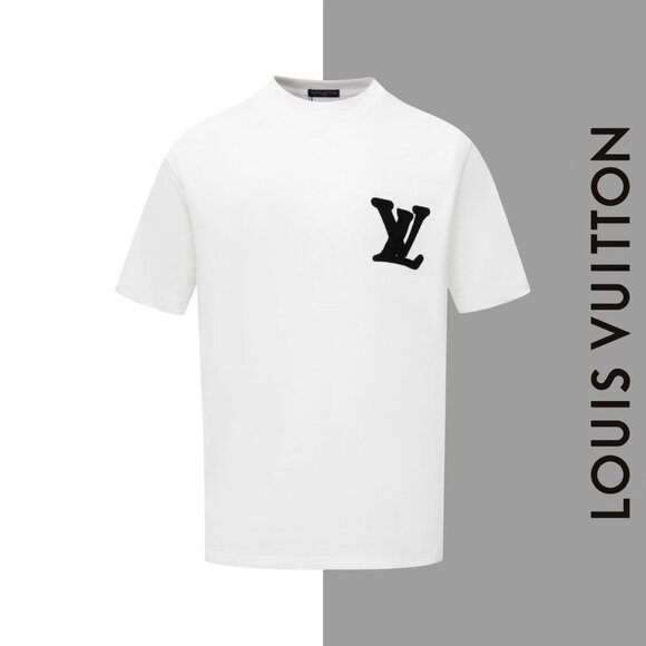 ‌LV Front and Back Embroidered Crew Neck Short Sleeve T-Shirt